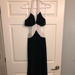 Faviana Black and White Prom Dress